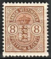 FRIMÆRKER DVI | 1903 - AFA 23 | 8 cents brun - Ubrugt