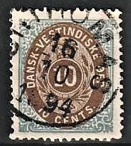 FRIMÆRKER DVI | 1876-1901 - AFA 11 | 10 cents blå/mørkbrun - Stemplet