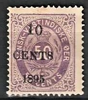 FRIMÆRKER DVI | 1895 - AFA 15 | 10 CENTS/50 c violet provisorium - Ubrugt