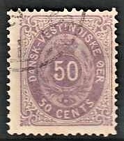 FRIMÆRKER DVI | 1879 - AFA 13 | 50 cents violet - Stemplet