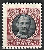 FRIMÆRKER DVI | 1907-08 - AFA 41 | 30 bit brunrød/blåsort Frederik VIII - Ubrugt
