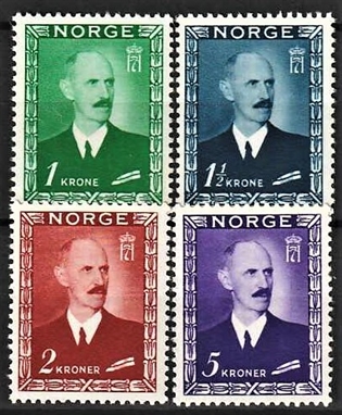 FRIMÆRKER NORGE | 1946 - AFA 329-32 - Kong Haakon VII - 1-5 kr. i komplet sæt - Postfrisk