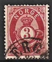 FRIMÆRKER NORGE | 1872 - AFA 18 - 3 sk. rosa - Stemplet