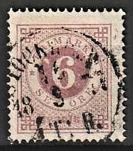 FRIMÆRKER SVERIGE | 1872 - AFA 20b - Ringtype tk. 14 uden vandmærke - 6 øre violet - Stemplet
