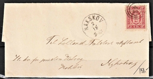 FRIMÆRKER DANMARK | 1871 - AFA 2 - 4 Skilling på pænt brev - Stemplet