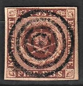 FRIMÆRKER DANMARK | 1851 - AFA 1 - 4 R.B.S - Ferslew - Stemplet (Pragtmærke)