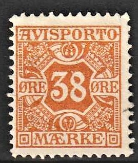 FRIMÆRKER DANMARK | 1906 - AFA 6 - 38 øre orange Avisporto - Ubrugt