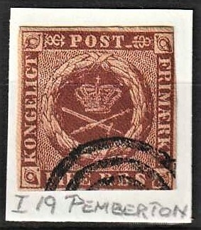 FRIMÆRKER DANMARK | 1851 - AFA 1 - 4 R.B.S - Ferslew "Pemberton" - Stemplet 