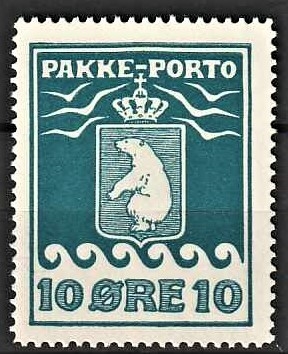 FRIMÆRKER GRØNLAND | 1915 - AFA 7 - PAKKEPORTO - 10 øre blå - Postfrisk