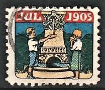 JULEMÆRKER DANMARK | 1905 - Børn ved kilde - Stemplet