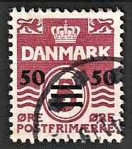 FRIMÆRKER FÆRØERNE | 1940-41 - AFA 5A - Færøprovisorier 50 50/5 øre vinrød - Stemplet