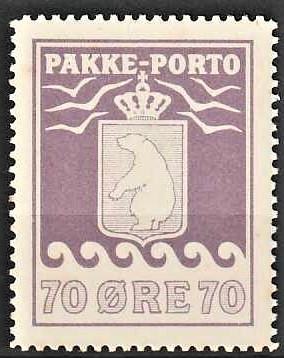 FRIMÆRKER GRØNLAND | 1936 - AFA 13 - Pakke-porto - 70 øre violet - Ubrugt