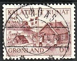 FRIMÆRKER GRØNLAND | 1970 - AFA 76 - Tyske besættelse - 60 øre brunrød - Lux Stemplet