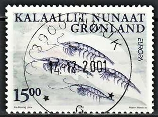 FRIMÆRKER GRØNLAND | 2001 - AFA 376 - Europafrimærke - 15,00 kr. flerfarvet - Lux stemplet