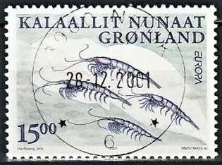 FRIMÆRKER GRØNLAND | 2001 - AFA 376 - Europafrimærke - 15,00 kr. flerfarvet - Lux stemplet