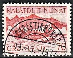 FRIMÆRKER GRØNLAND | 1972 - AFA 82 - Postbefordring - 70 øre rød - Lux Stemplet