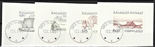 FRIMÆRKER GRØNLAND | 1999 - AFA 344-47 - Arktiske vikinger. - 4,50 - 8,00 kr. flerfarvet på klip - Flot stemplet