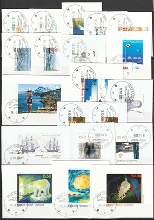 FRIMÆRKER GRØNLAND | 2010 - AFA 554-577 - Postfrimærker komplet i hovednumre på klip - Pragt stemplet