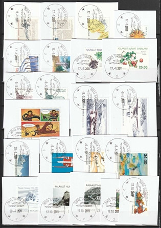 FRIMÆRKER GRØNLAND | 2011 - AFA 578-603 - Postfrimærker komplet i hovednumre på klip - Pragt stemplet