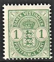 FRIMÆRKER DVI | 1900 - AFA 16 | 1 cents grøn - Postfrisk