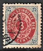 FRIMÆRKER DVI | 1873-1902 - AFA 6By | 3 cent indigo/karminrosa - Stemplet