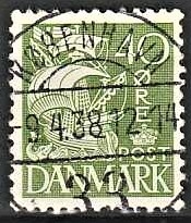 FRIMÆRKER DANMARK | 1933 - AFA 208 - Karavel 40 øre grøn Type I - Lux Stemplet København