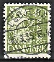 FRIMÆRKER DANMARK | 1933 - AFA 208 - Karavel 40 øre grøn Type I - Lux Stemplet Esbjerg