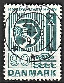 FRIMÆRKER DANMARK | 1972 - AFA 537 - Trafiktekniske anlæg - 90 øre blågrøn - Pragt Stemplet Tarm