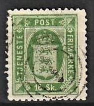 FRIMÆRKER DANMARK | 1871 - AFA 3A - 16 Skilling grøn Tk. 12 1/2 - Stemplet