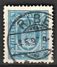FRIMÆRKER DANMARK | 1875 - AFA 5 - 4 øre blå - Stemplet Ribe