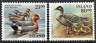 FRIMÆRKER ISLAND | 1990 - AFA 711,712 - Fugle - 21,00 + 80,00 kr. flerfarvet - Postfrisk