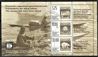 FRIMÆRKER GRØNLAND | 2001 - AFA 382 - Frimærkerne der aldrig udkom. - Miniark 34,75 kr. flerfarvet - Pænt stemplet