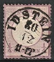 FRIMÆRKER TYSK RIGE: 1872 | AFA 01 | Ørn, lille brystskjold - 1/4 gr. violet - Stemplet (Rimelig pæn kvalitet)