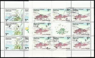 FRIMÆRKER GRØNLAND | 2004 - SMÅARK NR. 5+6 - Spiselige planter. - 8 x (AFA 429 + AFA 430) flerfarvet - Lux Stemplet