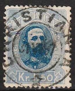 FRIMÆRKER NORGE | 1878 - AFA 33 - 1,50 kr. blå - Lux Stemplet