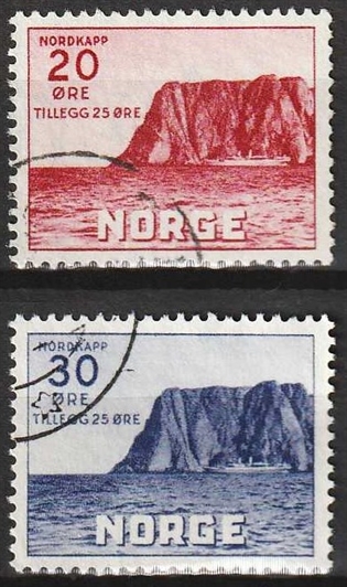FRIMÆRKER NORGE | 1938 - AFA 199-200 - Nordkap II. - i sæt - Stemplet