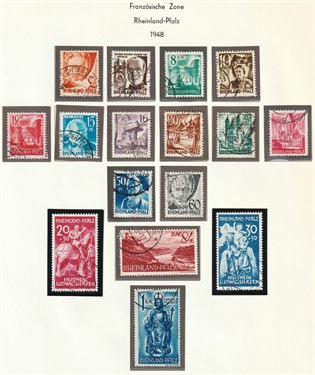 Frimærker Tyskland | Fransk Zone, Rheinland-Pfalz | 1948 - AFA 16-29 + AFA 30,31 - Stemplet