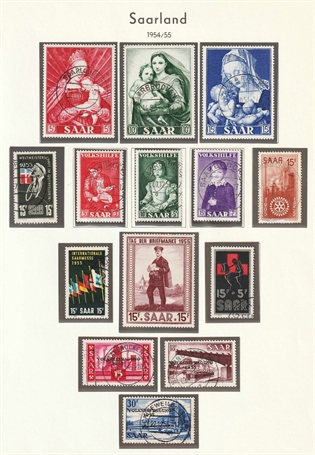 Frimærker Tyskland | Saar | 1954-55 - AFA 348-62 - Flot stemplet albumside