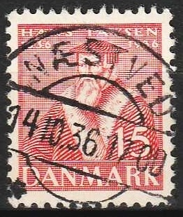 FRIMÆRKER DANMARK | 1936 - AFA 232 - Reformationen 15 øre rød - Lux Stemplet Næstved