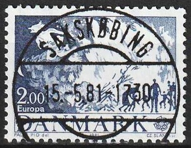 FRIMÆRKER DANMARK | 1981 - AFA 728 - Folklore - 2,00 Kr. blå - Lux Stemplet Sakskøbing (Pragtmærke)