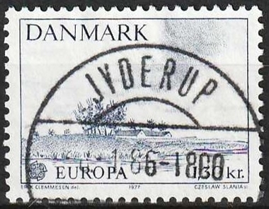 FRIMÆRKER DANMARK | 1977 - AFA 636 - Europamærke 1,30 Kr. blå - Lux Stemplet Jyderup