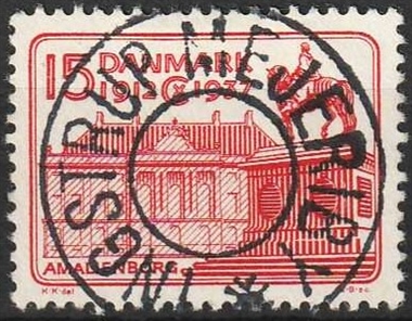 FRIMÆRKER DANMARK | 1937 - AFA 241 - Chr. X 25 åre jubilæum 15 øre rød - Lux Stemplet