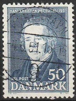 FRIMÆRKER DANMARK | 1951 - AFA 330 - Hans Christian Ørsted - 50 øre blå - Lux Stemplet København