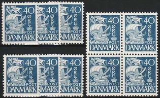 FRIMÆRKER DANMARK | 1940 - AFA 260 - Karavel - 40 øre blå Type II x 10 stk. - Postfrisk